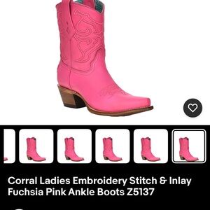 Corral Vibrant Pink Embroidered Ankle Boots